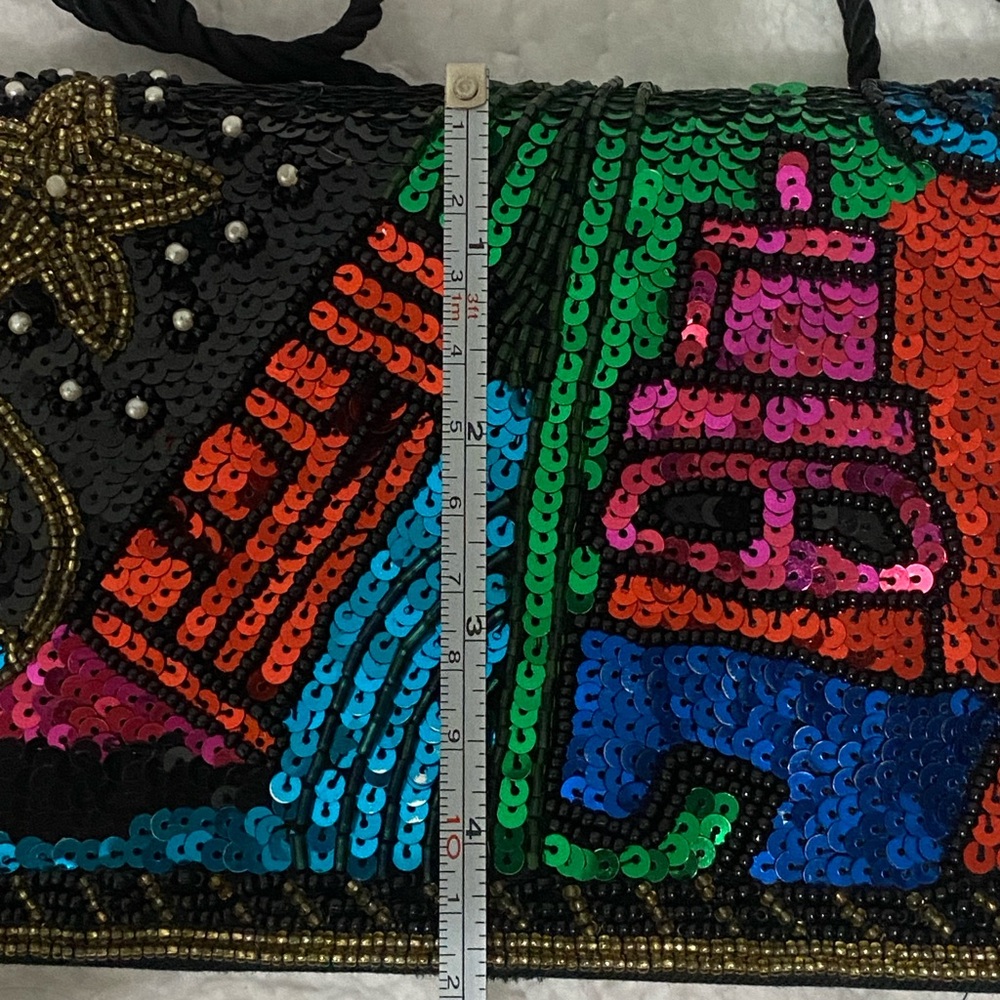 Funky Retro Colorful Sequin Crossbody Bag 1980s ‘s Vintage Beaded Purse - Picture 3 of 11